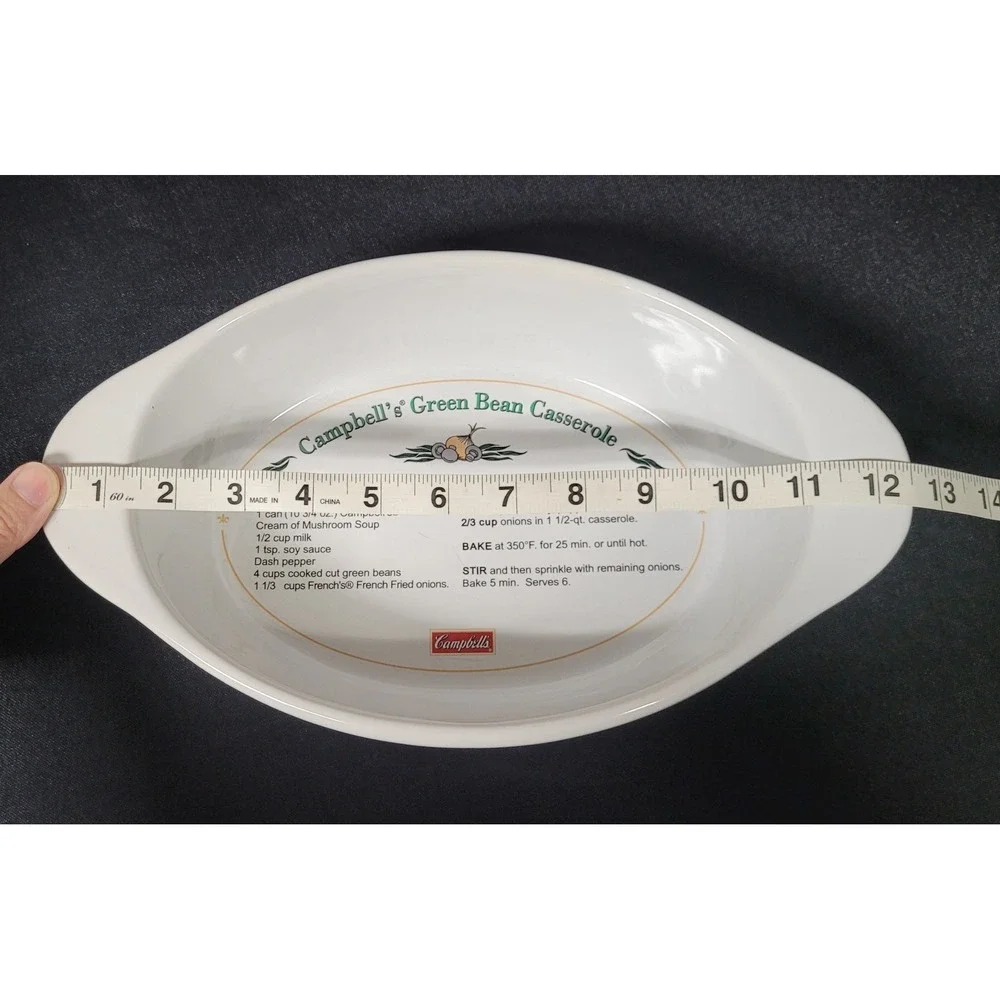 VTG Campbell's Green Bean Casserole 1.5 Qt Oval Ceramic Baking Dish Recipe 2007